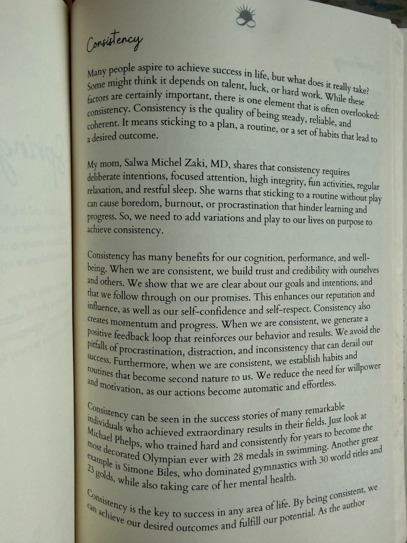 The Consistency chapter opening, a short essay on the trait
